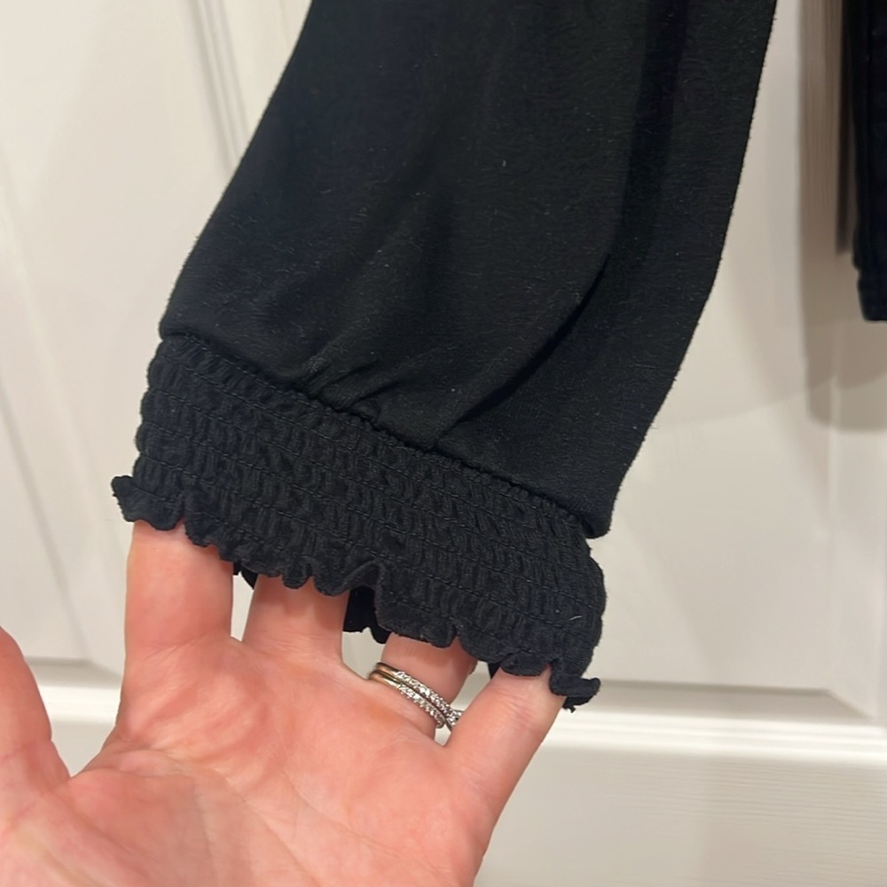J. Crew Factory High Neck Ruffle Top Black Womens Size XL - Picture 5 of 9